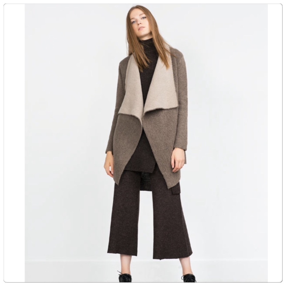 🆕 Zara brown cozy soft wrap sweater jacket